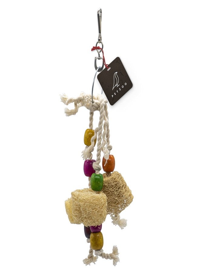 PETZOO Creative Chewable Mesh Hanging Toy for Birds, Macaw, African Grey, Parrot, Alexandrine, Budgies, Hamster Cage Accessories, Resting Toy & Wooden Training Aid for Bird & Parrots - Image 1